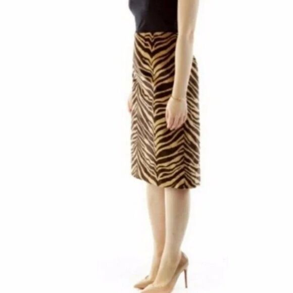 Talbots Pencil Skirt Size 14P Y2K Zebra Print Velvet - Picture 2 of 13